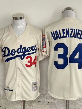 Fernando Valenzuela #34 LA Dodgers 1981 World Series Cream Jersey